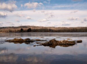 Photograph of frozen dirt on Lake Galena