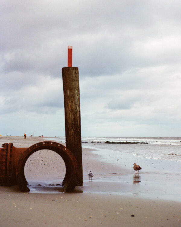 A drain pipe on the beach